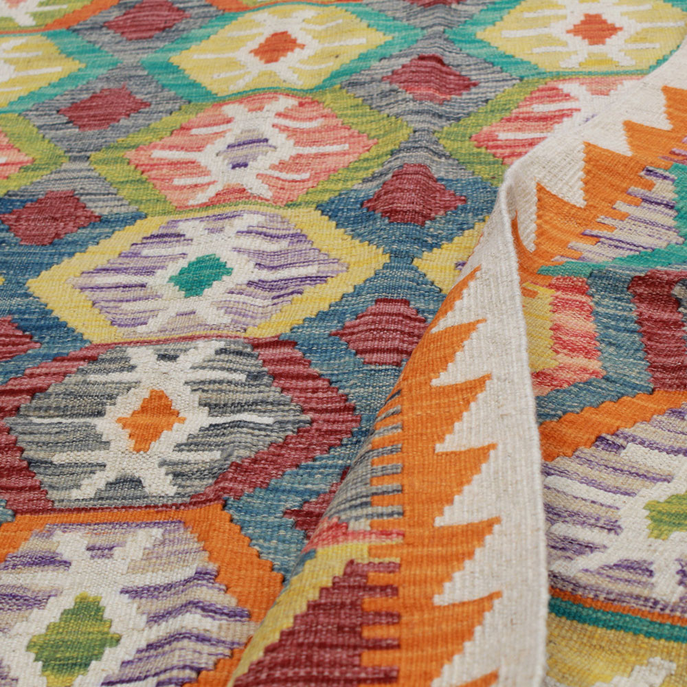 tapis kilim tissé 100% laine Orange