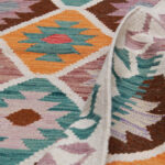 tapis kilim tissé 100% laine marron/céladon